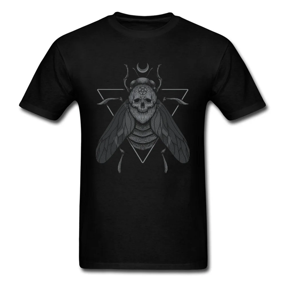 

High Quality Men T-shirt Skull Bug Print Tops Tees Mens Black T Shirt Custom Youth Skater Tshirt 100% Cotton Sweater Cheap