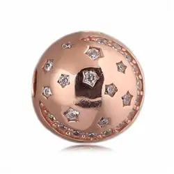 925 пробы серебро остановить бисера розовое золото Мерцающая ночь циркония очаровательные клипсы подходят оригинальный Pandora браслет для
