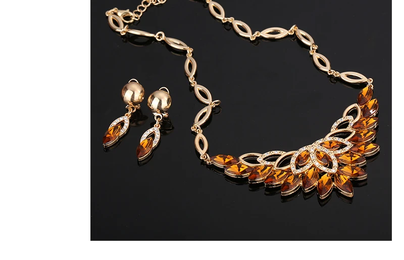 Fashion Jewelry Sets African Costume Wedding Jewellery Sets For Women Vintage Nigerian Beads Necklace Jewelry Set (5)