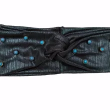 T186012 новейший хороший стрейч полиэстер и спандекс модный привлекательный, с Синяя бусина ювелирные изделия очаровательные тюрбан волос полоса