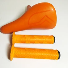 Крутая цена нейлоновая Резина алюминиевый сплав уличный оранжевый высокое качество 25,4 мм BMX седло и ручки