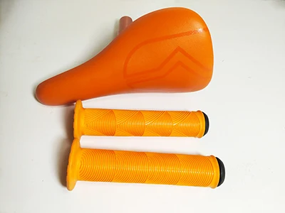 

cool price nylon rubber aluminum alloy street orange high quality 25.4mm BMX Saddle and grips