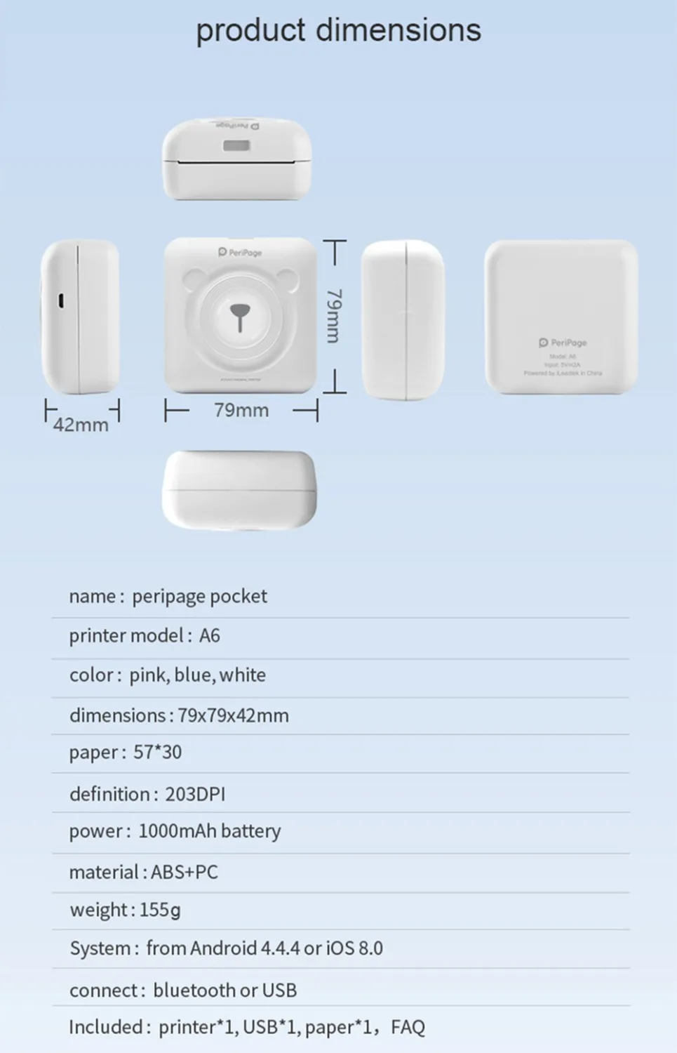 M58D Мини Портативный фотопринтер тепловой Bluetooth принтер для iPhone Android бесплатное приложение наклейка чековый принтер 6 рулонов этикеток