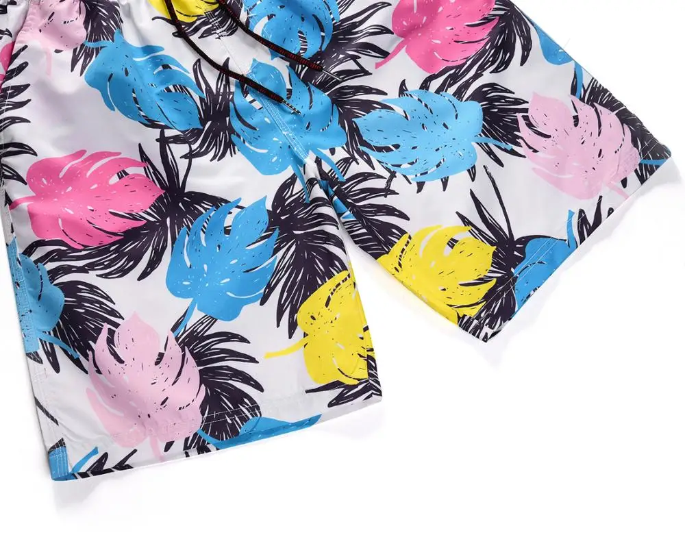 Low Price 2019 New Tropical plants Printed Men's Beachwear Cool Board Shorts Quick Dry Water Sport Swim Trunks Summer Surf Beach Shorts