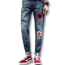 2016 New Men Denim Jeans Pencil Pants Trousers Men’s Casual Fashion Slim Fit Large Size Outwear Long Denim Pants Trousers Hombre