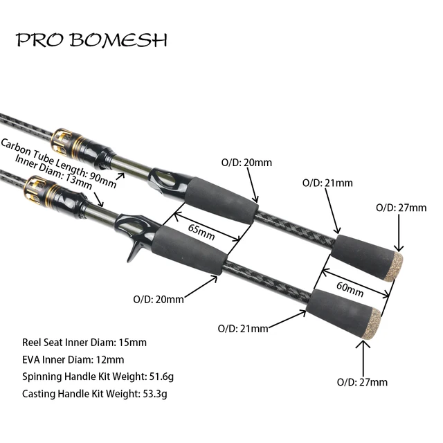 Pro Bomesh 1 Set 49.6g Fuji VSS Reel Seat EVA Spinning Handle Kit DIY  Fishing