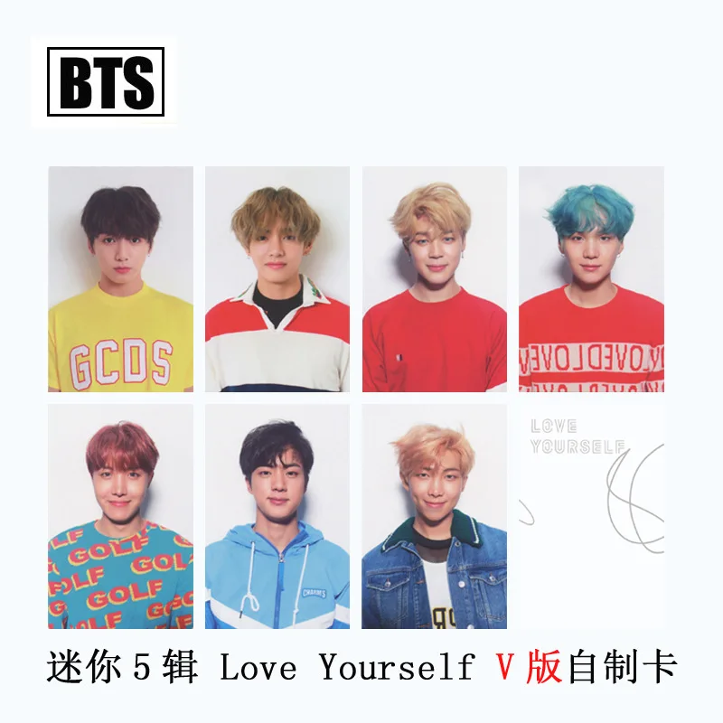 

7pcs/set Lovely Bangtan boys HD signature photo cards Fashion BTS Love Yourself album photocards korean supplies Y