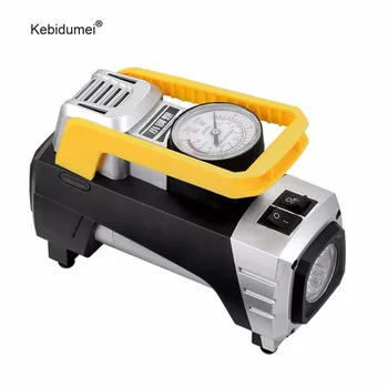 

kebidumei Portable Car Air Compressor 12V Electric Tire Inflator Pump With Flashlight with cigarette lighter plug