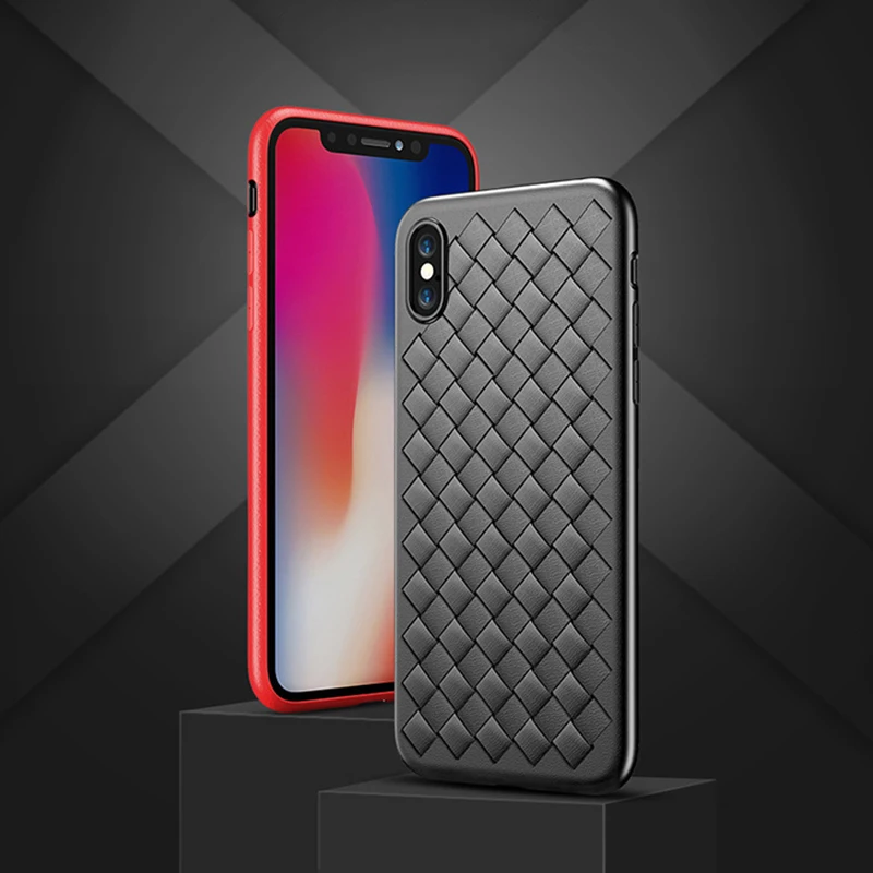 Тканый сетчатый чехол из искусственной кожи для iPhone 8 7 6S 6 Plus чехлы мягкой