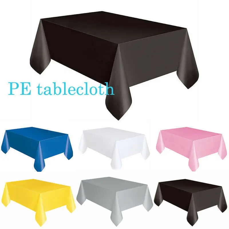 

2019 Newest Hot Solid Plastic Waterproof Tablecloth Rectangular Table Cover Wedding Banquet Show Tableware Catering Supplies