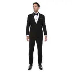 Индивидуальный заказ мужские Костюмы черный Groomsmen Нотч атласная нагрудные Жених Смокинги для женихов Свадебные Best человек костюм (куртка +