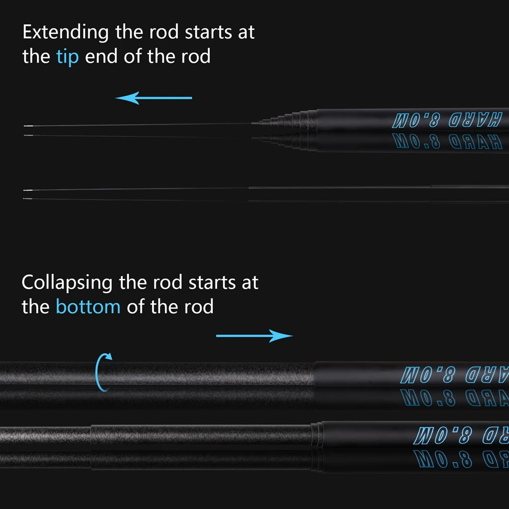 Goture SPARKOL супер жесткая телескопическая удочка 8 м-12 м 2/8 мощная Удочка из углеродного волокна для пресной воды, 1 шт./лот+ 3 наконечника