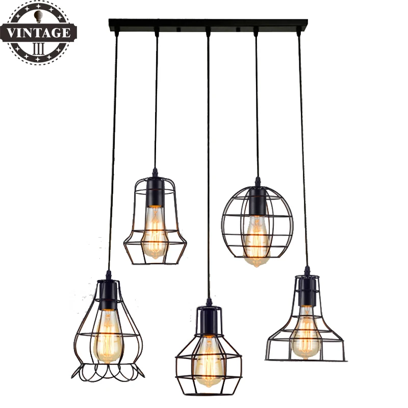 

Modern Retro indoor LED lights 24 kinds iron lighting Vintage pendant light cage lampshade warehouse style light fixture