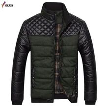 2017 New Brand Men’s Winter Jackets and Coats 4XL PU Patchwork Designer Jackets Men Outerwear Winter Men Parkas Male Clothing