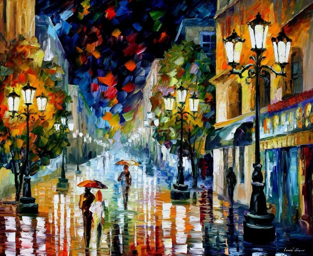 Painting for sale Colorful oil paintings Canvas light through the rain