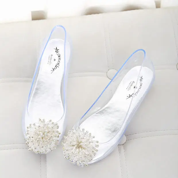 clear plastic flat shoes