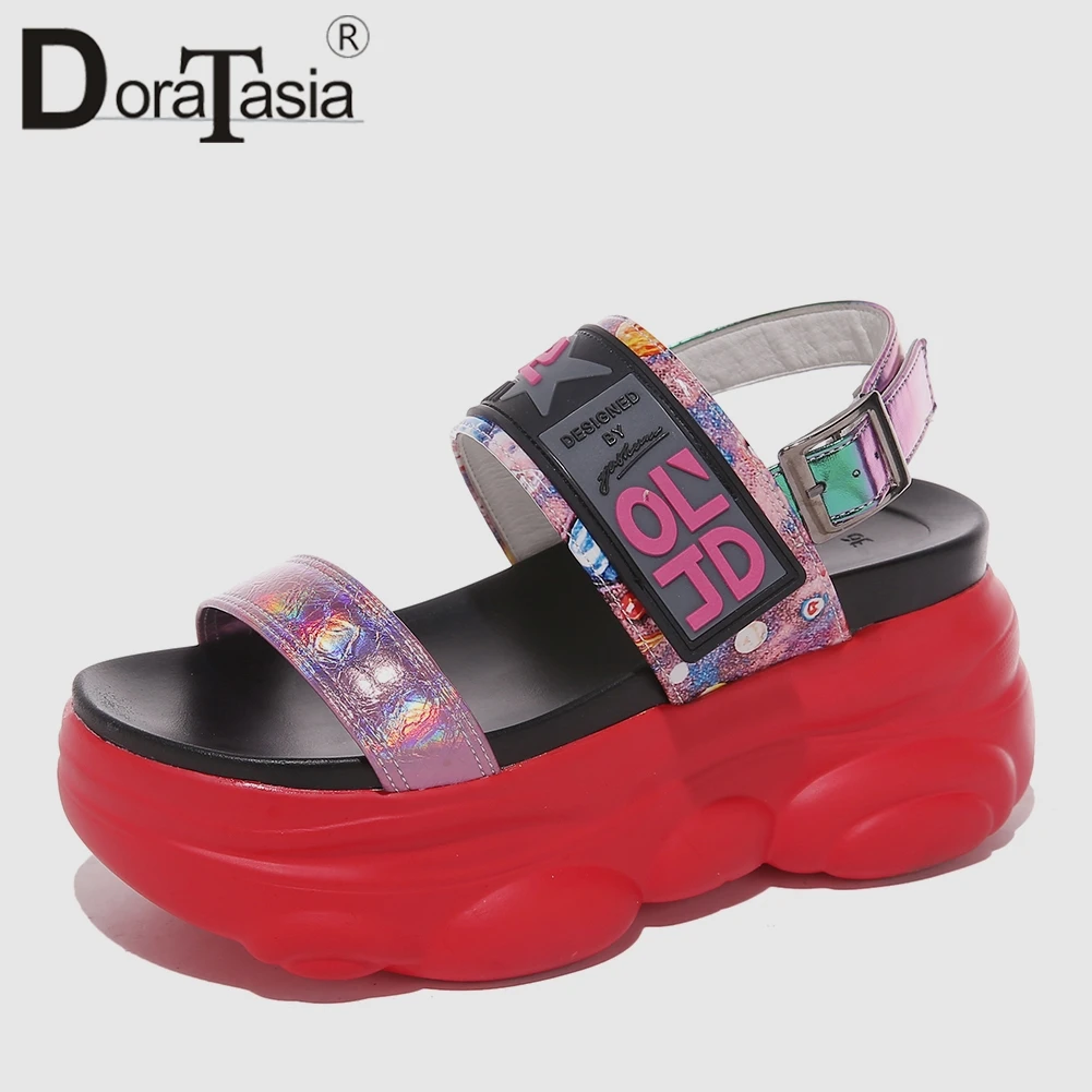 

DORATASIA New INS Hot Brand Print Platform Sandals Women 2019 Summer Sweet Girl High Heel Sandal Casual Women Wedges Shoes Woman