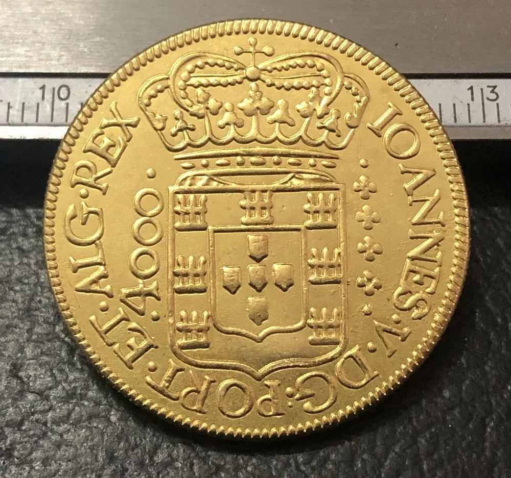 1724 Бразилия 4000 Reis Joao V Золотая копия монеты|Безвалютные монеты| |