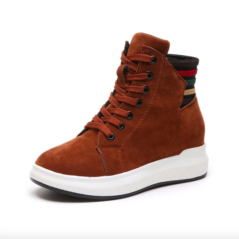 

Women Winter Shoes Fashion Flock Leather Women Casual Shoes Lace-Up Flats Platform Women Sneakers Warm Plush White Women Shoes