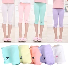 Обтягивающие леггинсы с вышивкой для детей ясельного возраста летние Стрейчевые штаны ярких цветов для девочек детские штаны брюки для детей от 3 до 9 лет