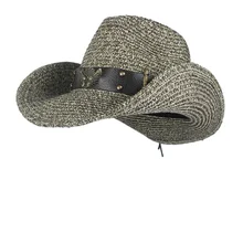 Женская и мужская соломенная открытая западная ковбойская шляпа леди папа Лето панк ремень Sombrero Hombre пляж пастушка джаз шляпа от солнца Размер 57-59 см