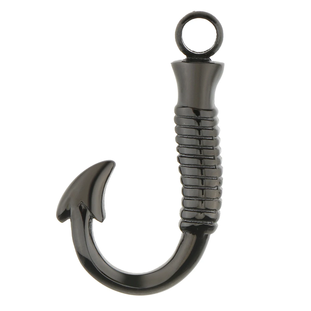 Fish Hook Pendant Cremation Urn Ashes Keepsake Memorial Necklace Pendant Animal Pet Ash Holder 3Colors