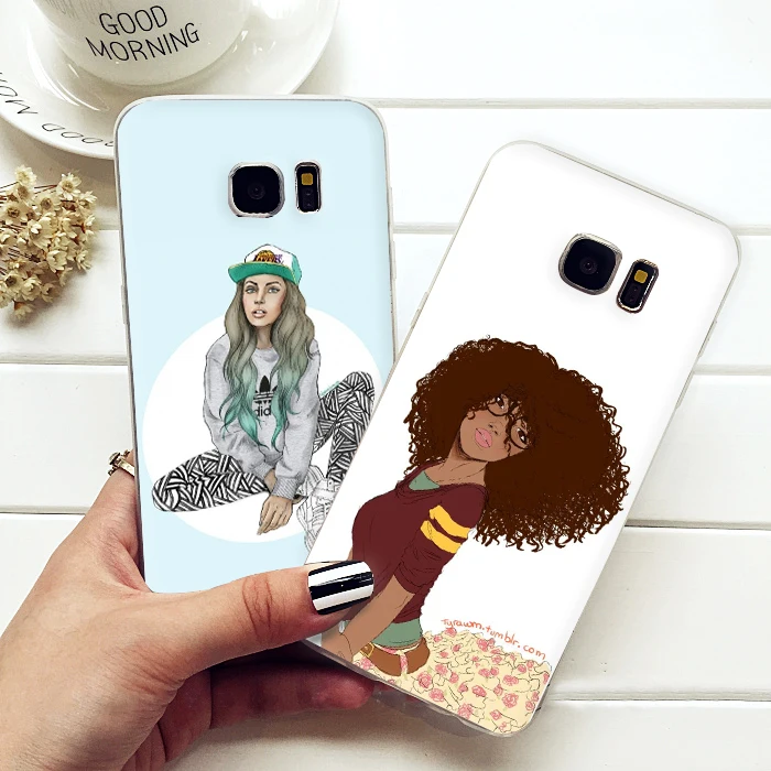 Tpu Soft Pin Up Hipster Girl Drawing Smoking Cartoon Curly