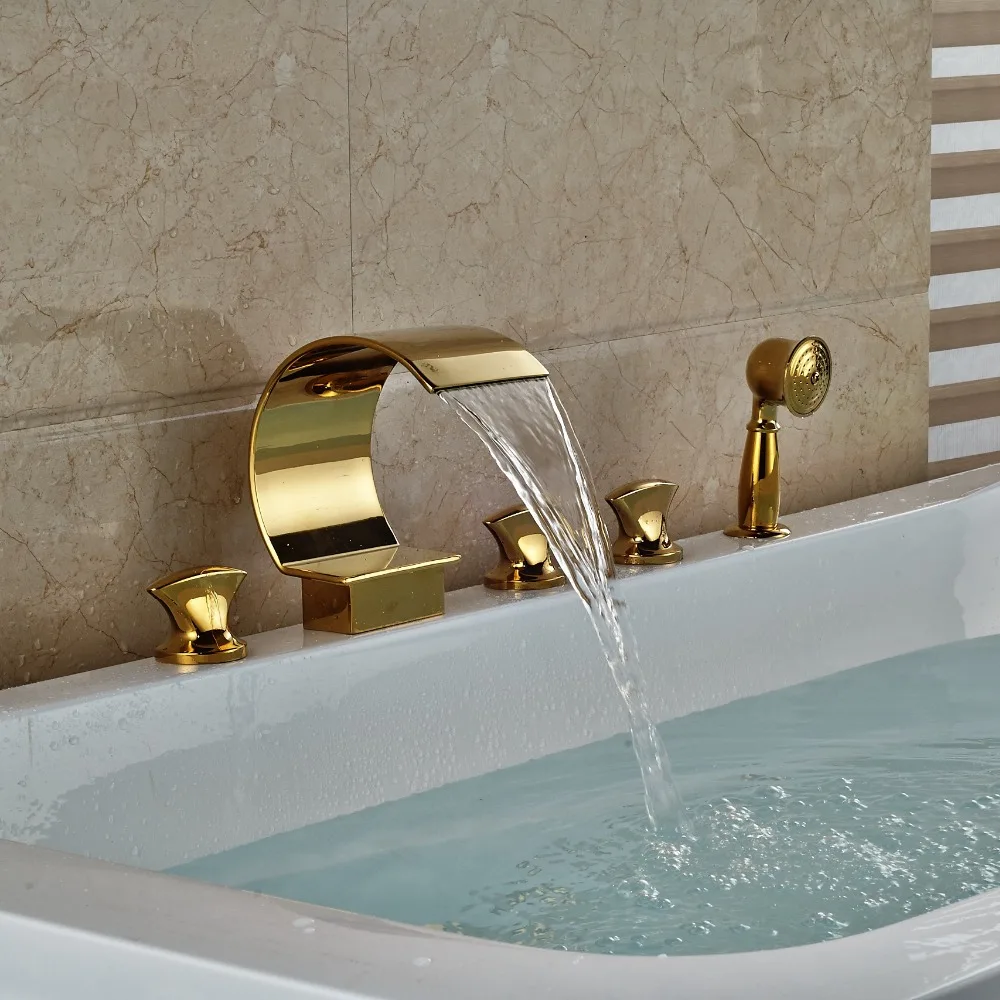

Bathroom Tub Faucet 5 PCS Hand Shower Sprayer Waterfall Spout