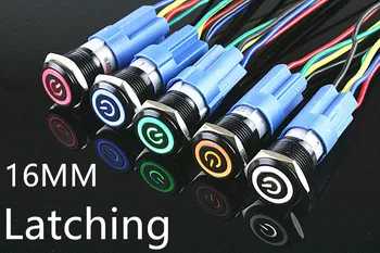 

1Pcs Oxidation black Waterproof Metal Push Button Switch With LED light 5V 12V 24V 220V RED BLUE GREEN YELLOW Self-locking
