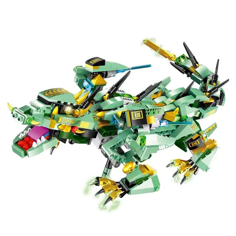 Domibot черный/зеленый/синий/красный боевой дракон DIY 2,4G 4CH RC робот блок здание инфракрасное управление Собранный Робот детские игрушки - Цвет: Зеленый