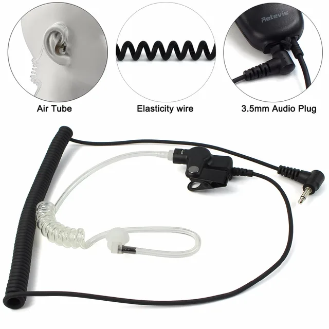 US $6.08 Retevis 3.5mm Audio Plug Listen/Receiver Only Surveillance Air tube Earpiece for Motorola Walkie Ta
