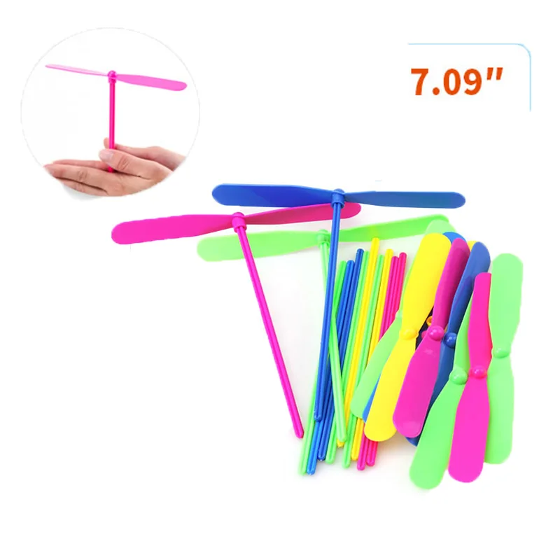 30PCS Plastic Bamboo Dragonfly Mini Whirl A Copter Toy Children Outdoor Flying Gift Kids Party Favor Pinata Fillers Toys School