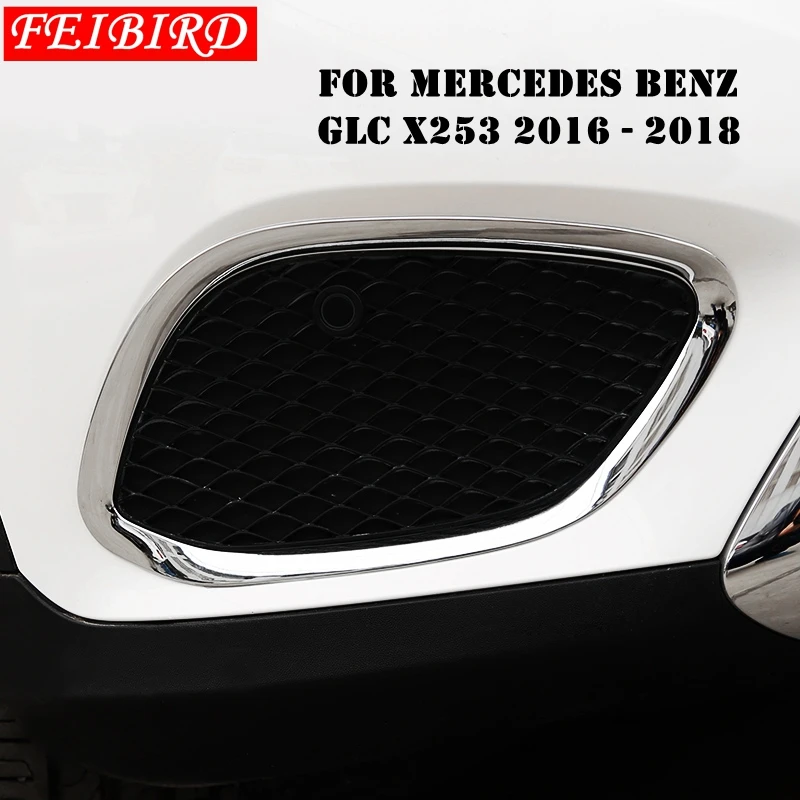 

Auto Accessory Accessories For Mercedes Benz GLC X253 2016 2017 2018 ABS Front Fog Lights Cover Molding Trim Bright Silver Style