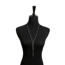 Hot Sale Vintage Silver Chain Long Necklace Fashion Simple Women Necklace Zinc Alloy Pendant Link Chain Wholesale acorn shaped silicone chain zinc alloy pendant necklace black copper multi colored