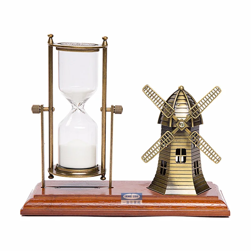 HQ DC01 Luxury Metal Swivel 30 Minutes Sand Timer Sand Glass Clock Hourglass Home Office Decorate Cinnabar Ornaments Tableware