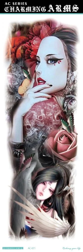 AC-002/красота полная рука Экстра большая нога Временные татуировки боди-арт татуировки наклейки, полная рука, цветок " X 18" - Цвет: AC-071