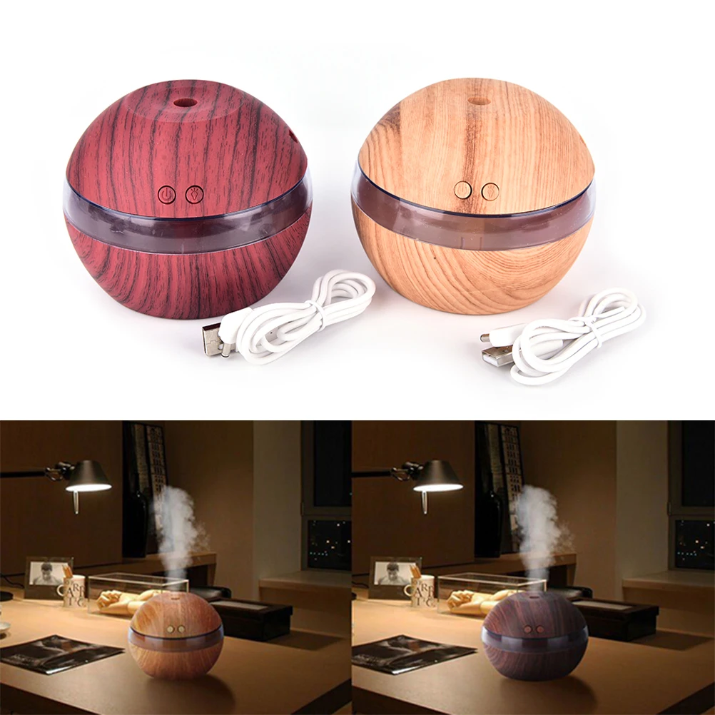 HOT 1Pc Aroma Diffuser Essential Oil Diffuser Aromatherapy mist maker with Blue LED Light Dark wood Ultrasonic USB Humidifier