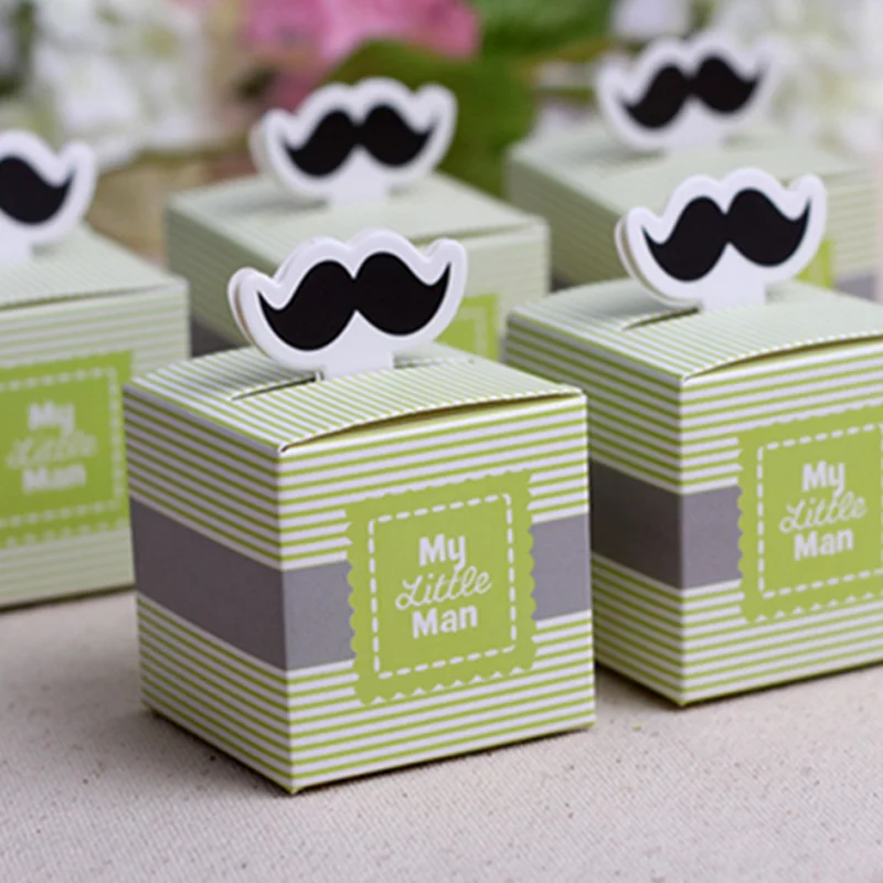 20 шт./компл. милые "My Little Man» и «" усы синий зеленый ко дню рождения для маленьких мальчиков baby shower коробка конфет, подарочная упаковка, упаковочные коробки для шоколада