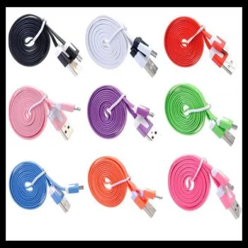 

1m Colorful flat noodle Micro Mini 5Pin USB cable for Samsung for HTC for LG