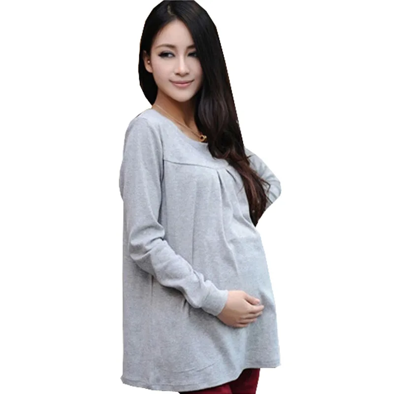 

Autumn Winter Pregnant Maternity Tops Cotton Pregnancy Basic T Shirt Maternidade Clothing Long Sleeve Clothes For Pregnant Women