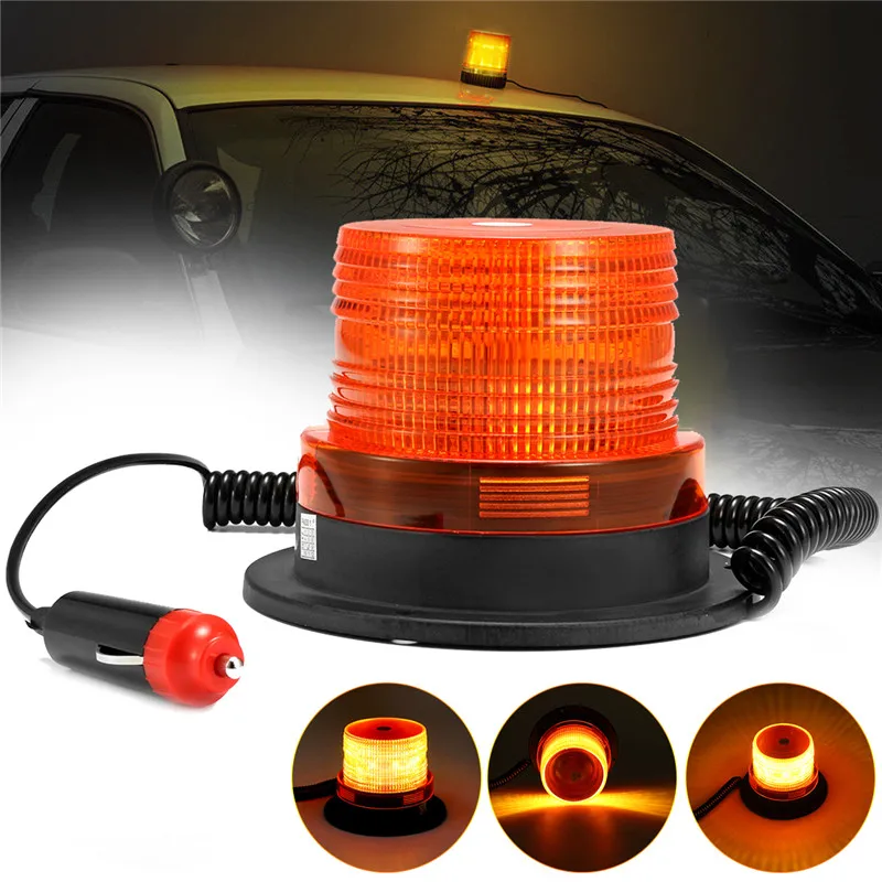 24W 24V Amber Car LED Rotary Emergency Light Flash Stobe Beacon Light