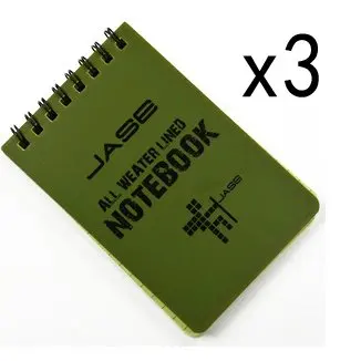 

Set of 3 Green Waterproof/All Weather/Shower/Aqua Notes/Notepad/Notebook