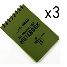 Conjunto de 3 verde impermeável/todo o tempo/chuveiro/notas aqua/bloco de notas/caderno