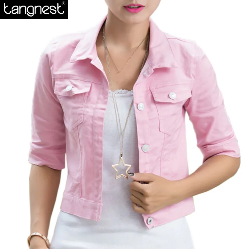 Download TANGNEST Women Denim Coat 2017 New Half sleeve Turn down ...