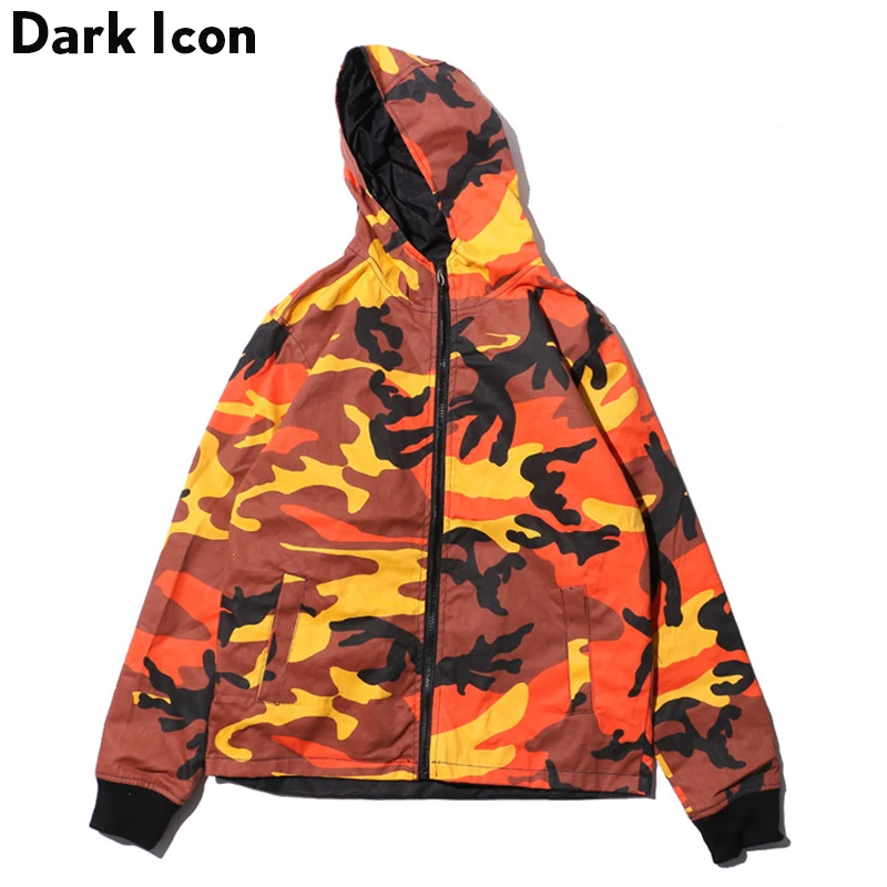

DARK ICON Twill Material Camouflage Jacket with Hoodie 2019 Autumn Think Style Camo Men's Jackets