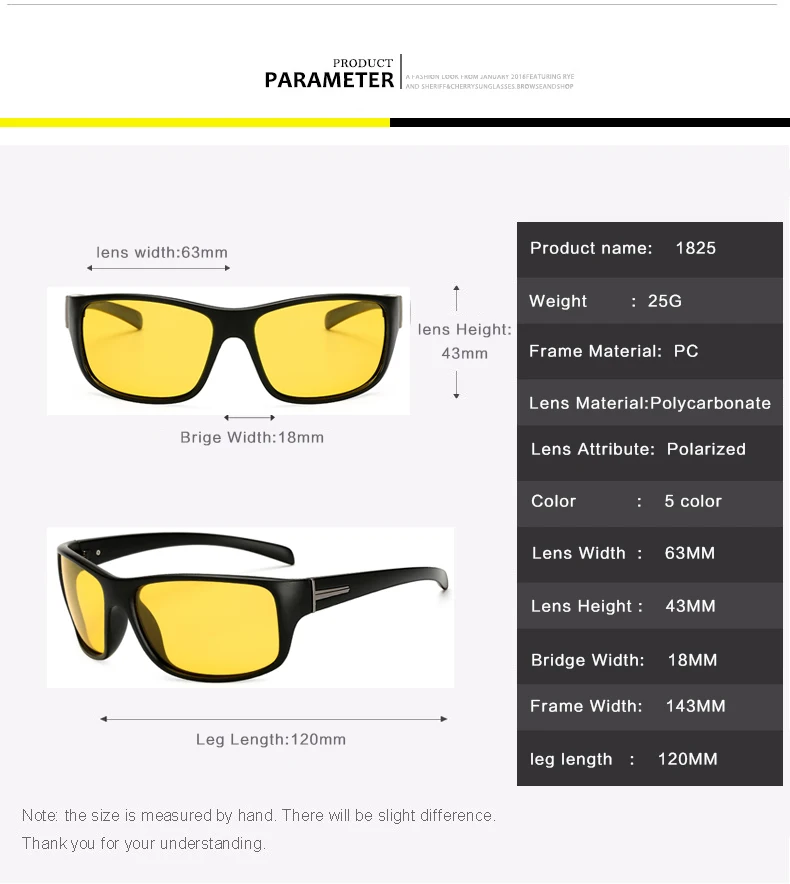 Длинные солнцезащитные очки для мужчин и женщин, для вождения, ночного видения, поляризационные очки, солнцезащитные очки с желтыми стеклами, антибликовые очки