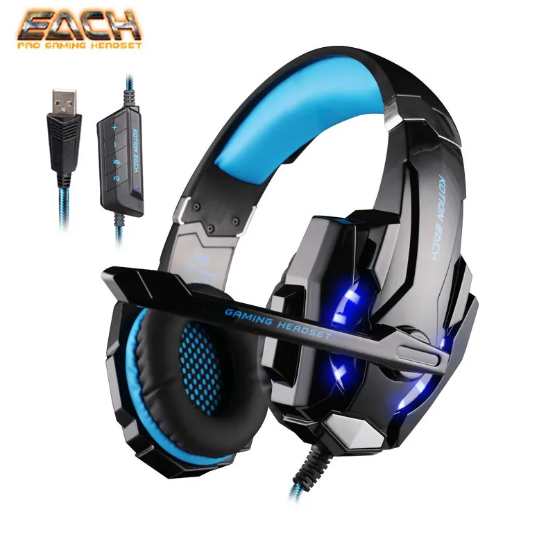 

KOTION EACH G9000 USB 7.1 Surround Sound LED Light Gaming Headphone Over-ear Headband Noise Cancel Game Headset with Mic for PC