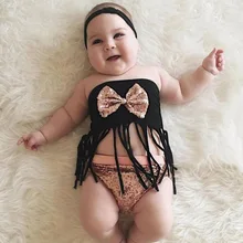 Bosudhsou/ASL-22, летний купальный костюм из двух предметов для маленьких девочек, топы с кисточками и бантом, купальный костюм, одежда для девочек