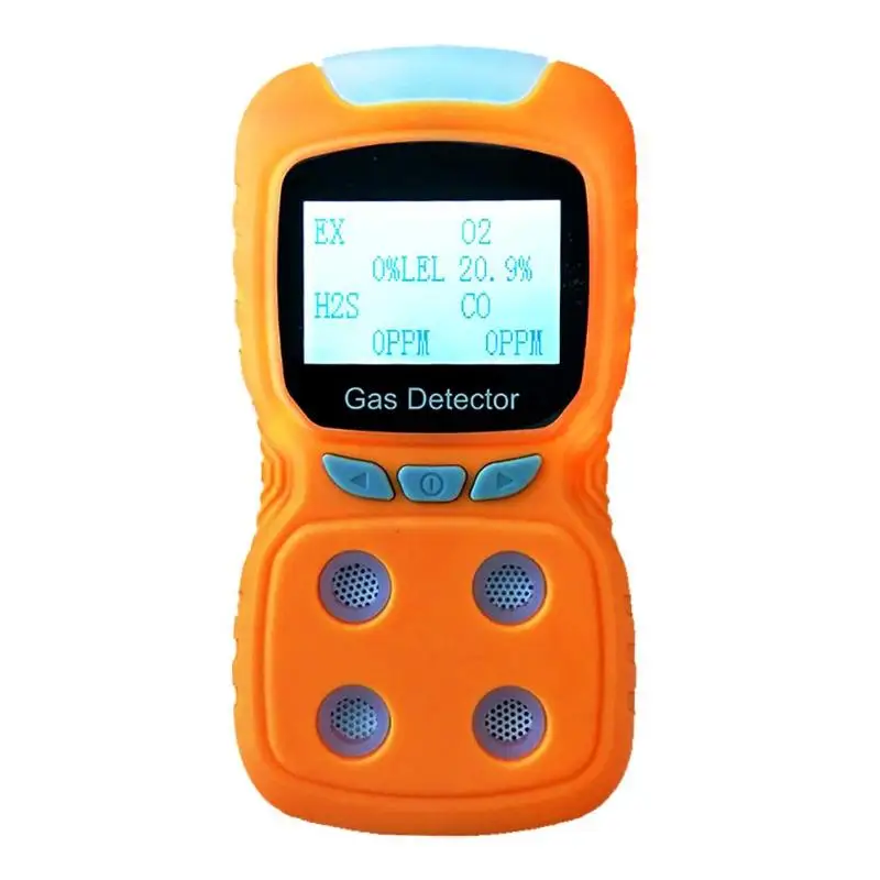 

1800mAh rechargeable USB four-in-one LCD digital display Gas Detector EX/O2/H2S/CO Carbon Monoxide Analyzer Detector (Yellow)