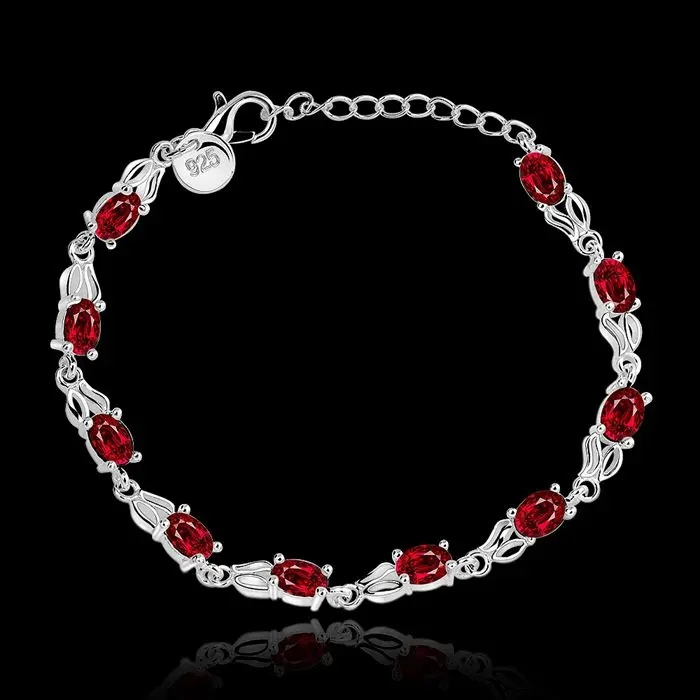 Женский серебряный браслет с красным цирконом LH350|jewelry jade|jewelry chalcedonyjewelry travel display